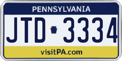 PA license plate JTD3334