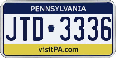 PA license plate JTD3336