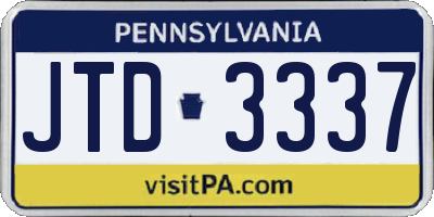 PA license plate JTD3337