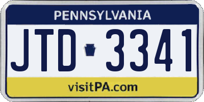 PA license plate JTD3341