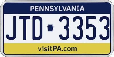 PA license plate JTD3353