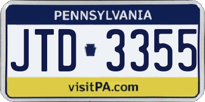 PA license plate JTD3355