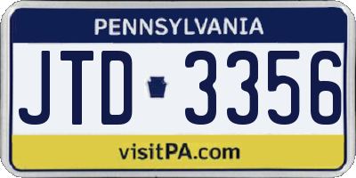 PA license plate JTD3356