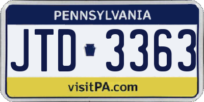 PA license plate JTD3363