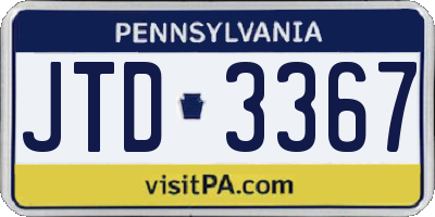 PA license plate JTD3367