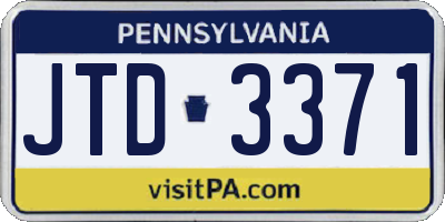 PA license plate JTD3371