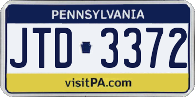 PA license plate JTD3372