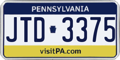 PA license plate JTD3375