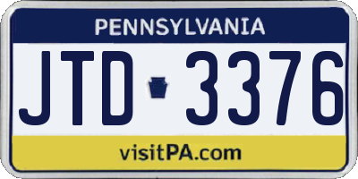 PA license plate JTD3376