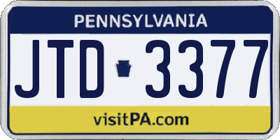 PA license plate JTD3377