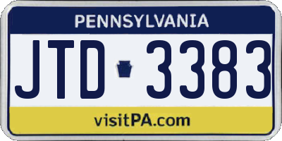 PA license plate JTD3383