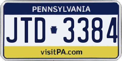 PA license plate JTD3384