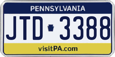 PA license plate JTD3388
