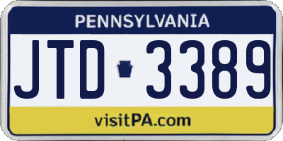 PA license plate JTD3389