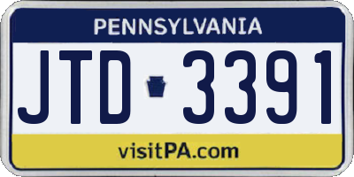 PA license plate JTD3391
