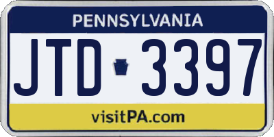 PA license plate JTD3397