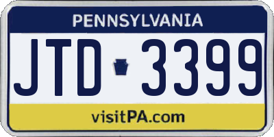 PA license plate JTD3399
