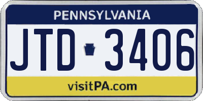 PA license plate JTD3406