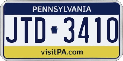 PA license plate JTD3410