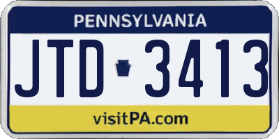 PA license plate JTD3413