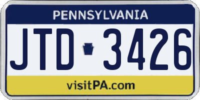 PA license plate JTD3426