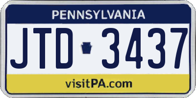 PA license plate JTD3437