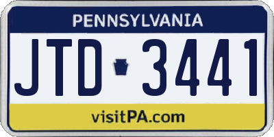 PA license plate JTD3441