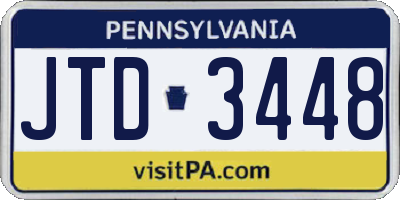 PA license plate JTD3448