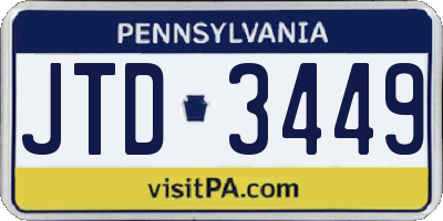 PA license plate JTD3449