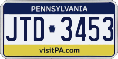 PA license plate JTD3453