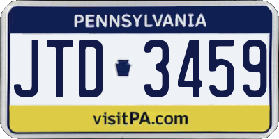 PA license plate JTD3459