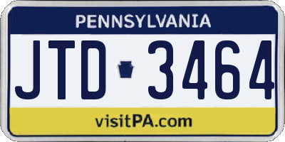 PA license plate JTD3464