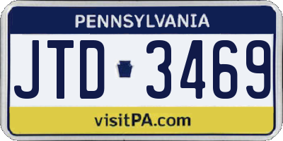PA license plate JTD3469