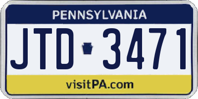 PA license plate JTD3471