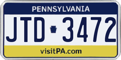 PA license plate JTD3472