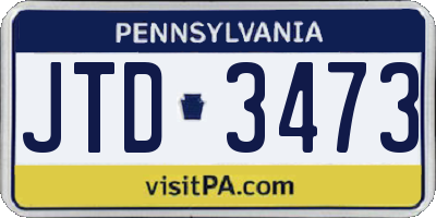 PA license plate JTD3473