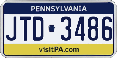 PA license plate JTD3486