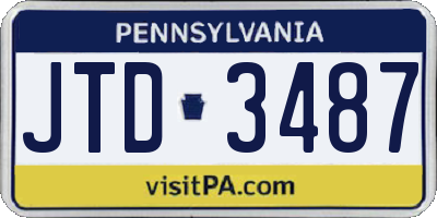 PA license plate JTD3487