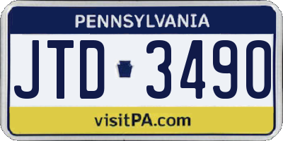 PA license plate JTD3490