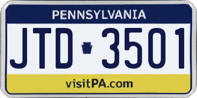 PA license plate JTD3501