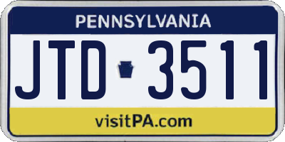 PA license plate JTD3511