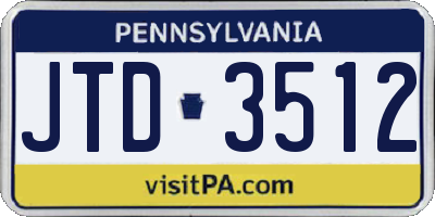 PA license plate JTD3512
