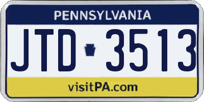 PA license plate JTD3513