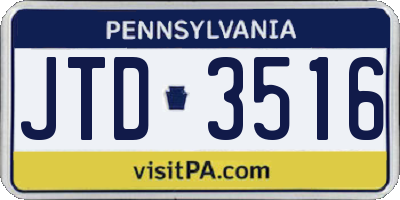 PA license plate JTD3516