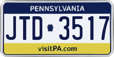 PA license plate JTD3517