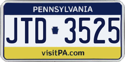 PA license plate JTD3525
