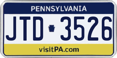 PA license plate JTD3526