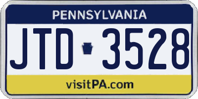 PA license plate JTD3528