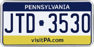 PA license plate JTD3530