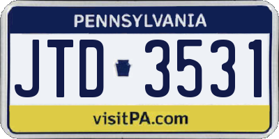 PA license plate JTD3531